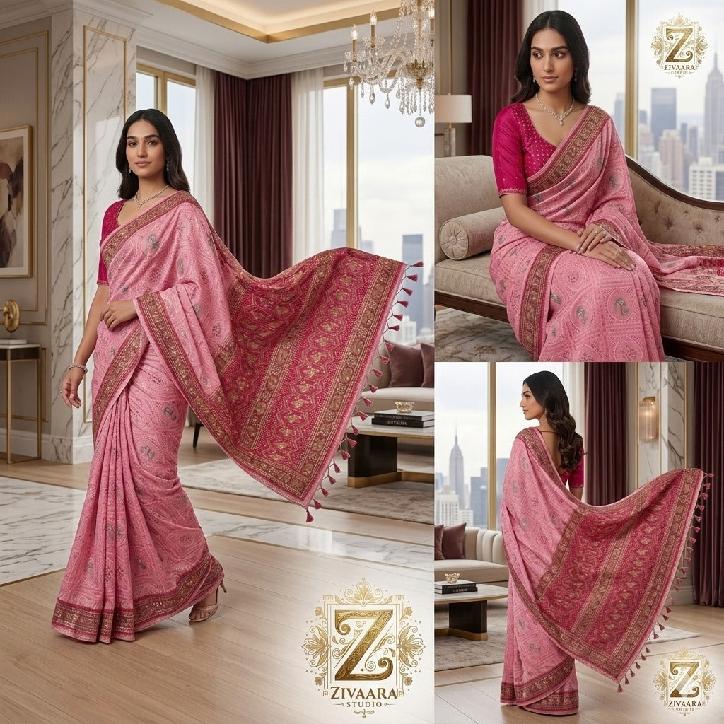 Crimson Blossom Saree detail view - Saree by ZIVAARA Studio