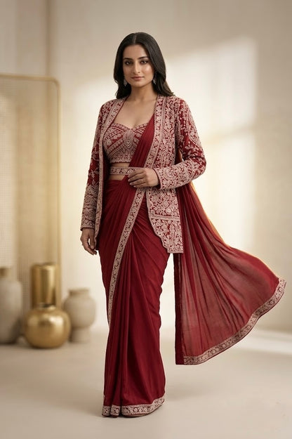 Crimson Atelier Drape Collection drape detail - Saree by ZIVAARA Studio