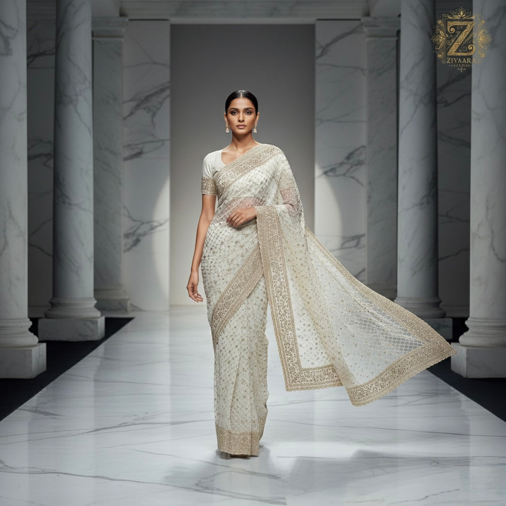 Timeless Elegance Saree drape detail - Saree by ZIVAARA Studio