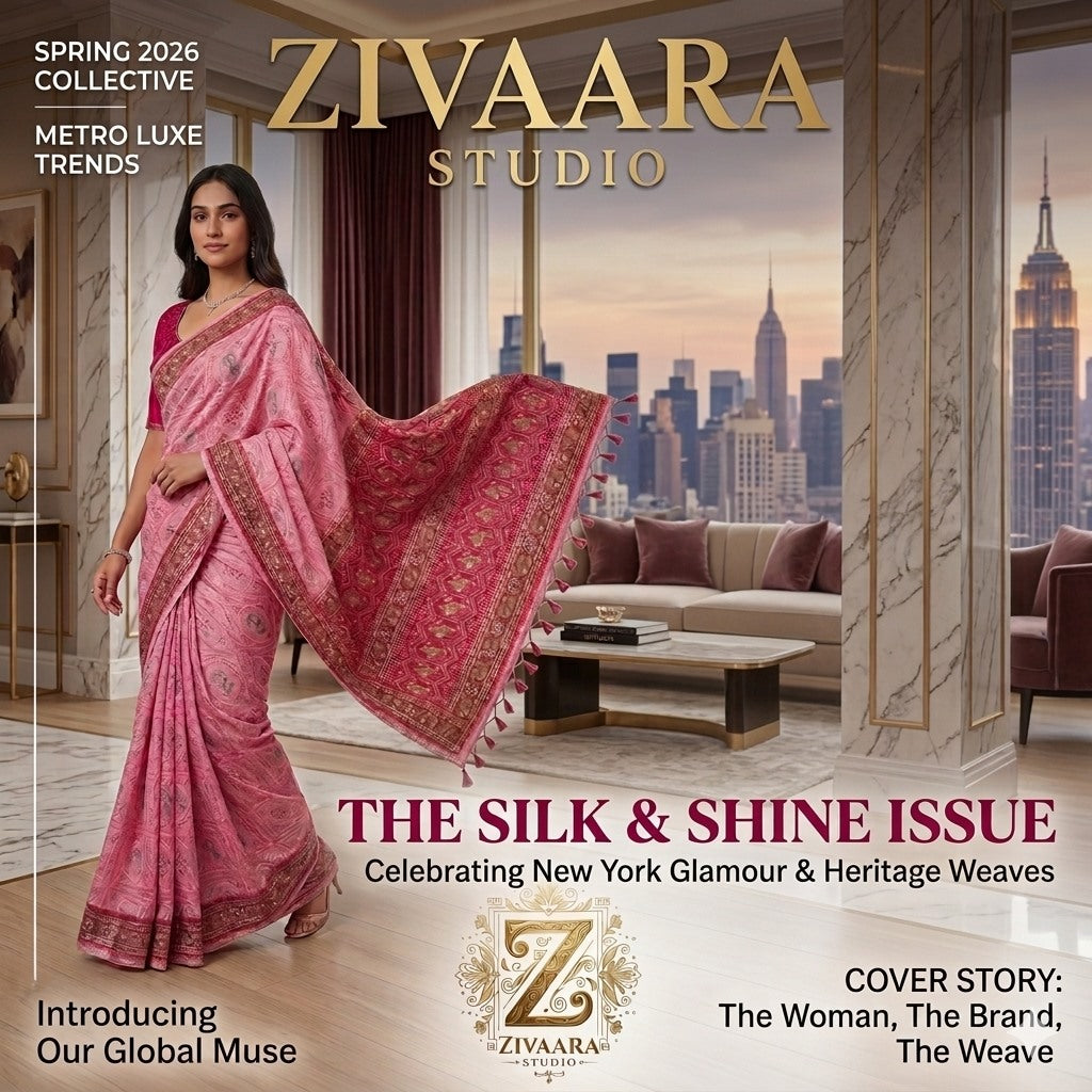 Crimson Blossom Saree side view - Saree by ZIVAARA Studio
