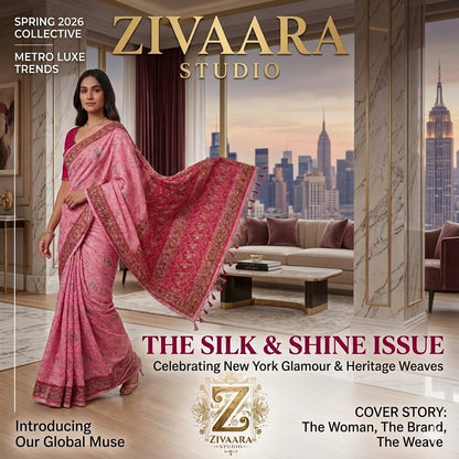 Crimson Blossom Saree side view - Saree by ZIVAARA Studio