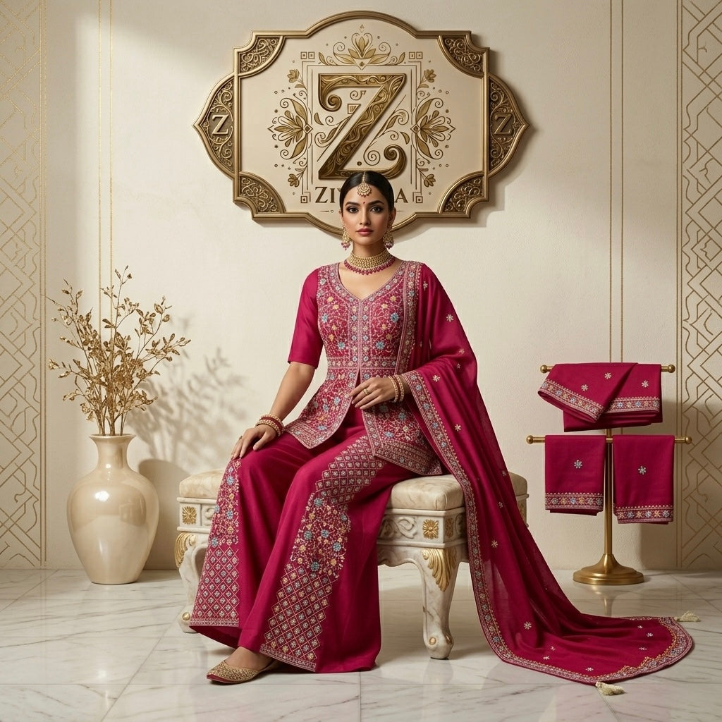 Elegant Gulnaar Ensemble - Kurta Set by ZIVAARA Studio