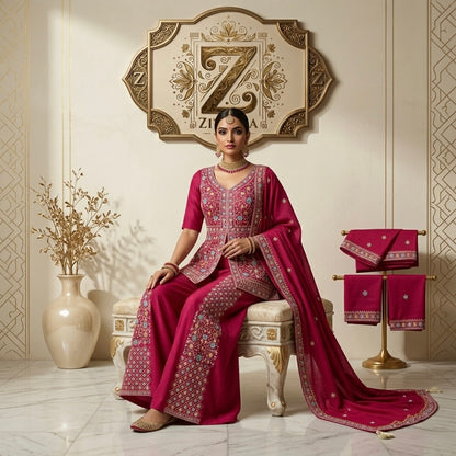 Elegant Gulnaar Ensemble - Kurta Set by ZIVAARA Studio