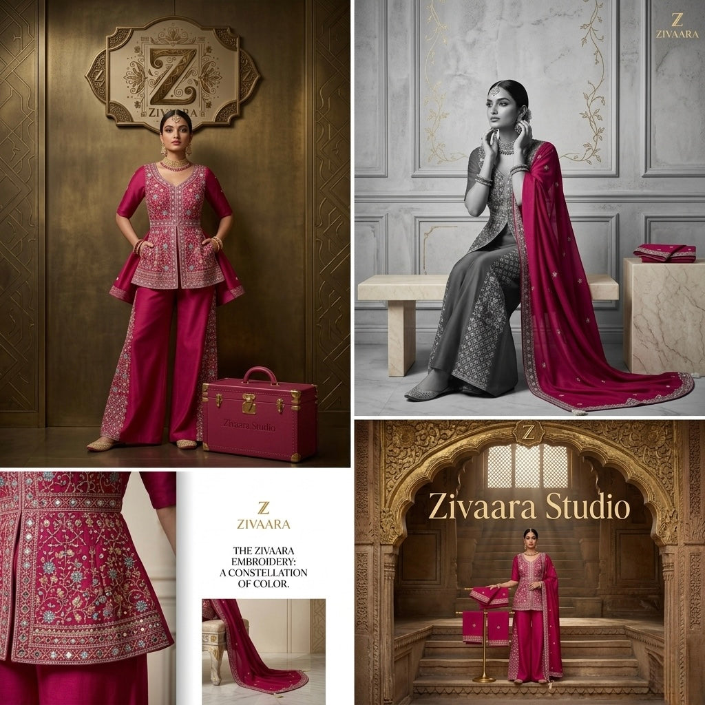 Gulnaar Ensemble side view - Kurta Set by ZIVAARA Studio