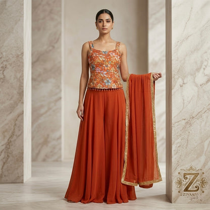 Sophisticated Gulnaar Palazzo Set - Co-ord Set by ZIVAARA Studio